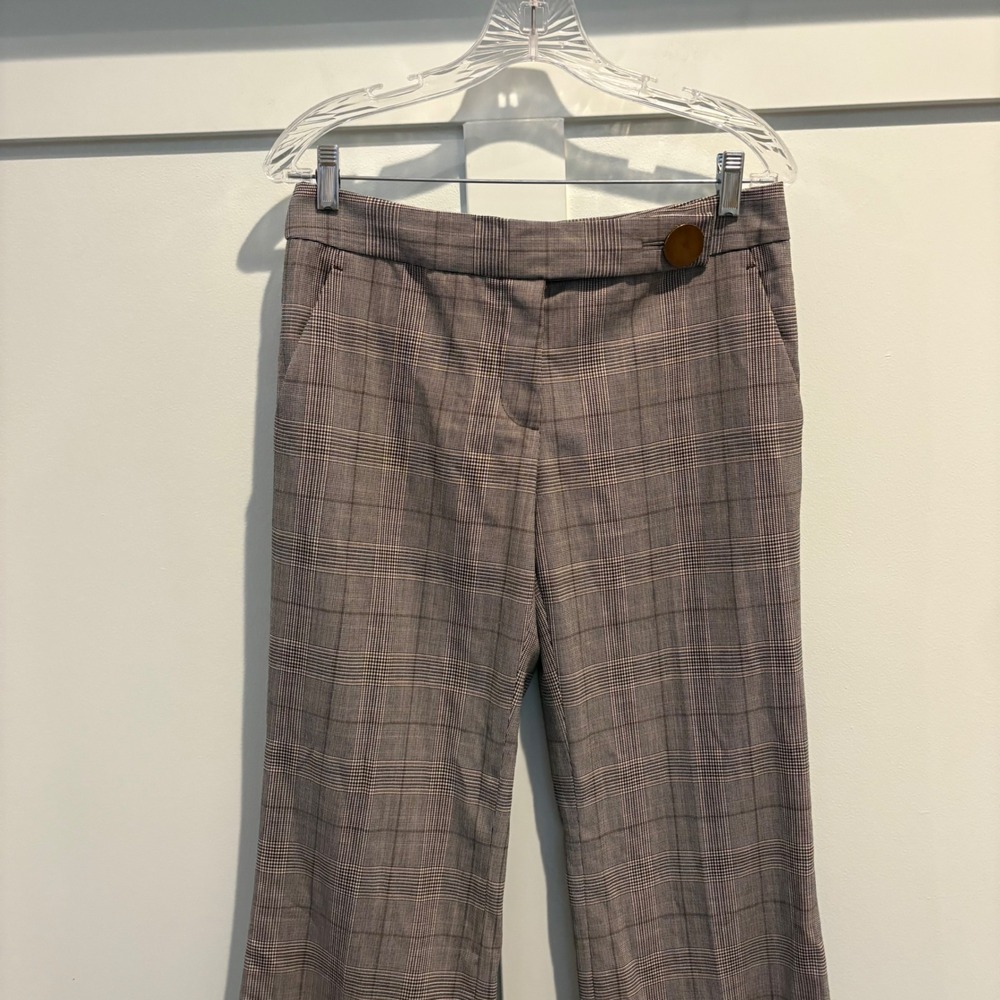 Tory Burch Glen Plaid Flare Trousers Women Sz 6 Wool Blend Wide Leg Dress Pants - Picture 5 of 16